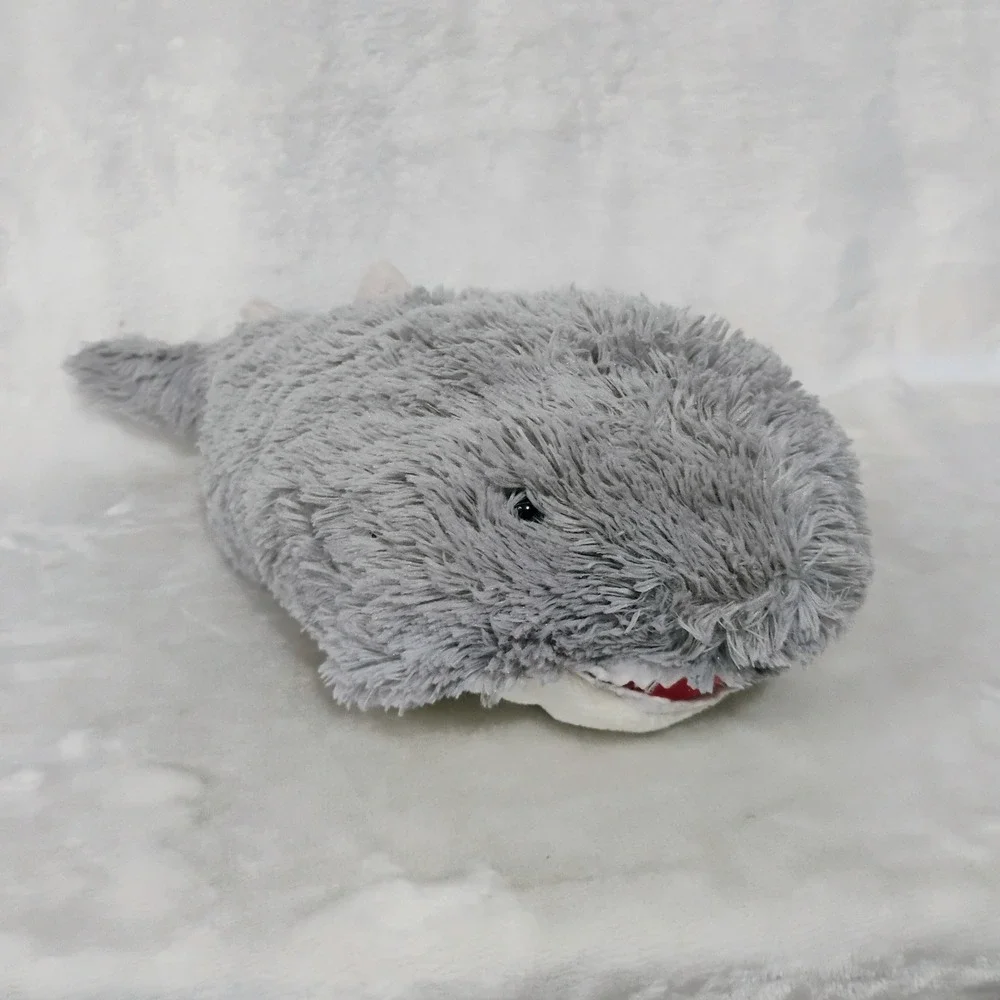 Pillow Pets Pee-Wees Great White Shark Plush Grey Shaggy Folding Stuffed Toy